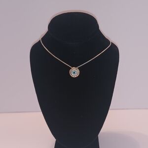 Elegant Sky Blue Topaz Stone Set In Sterling Silver Pendant Necklace